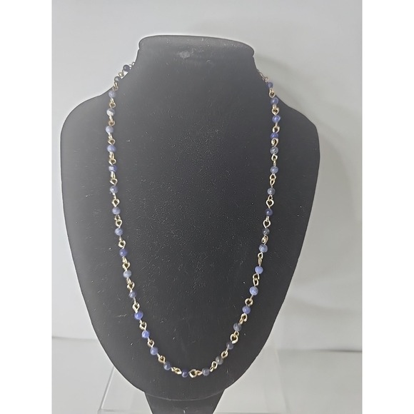 The Unbranded Brand Jewelry - Blue Beaded Necklace Gold Colored Chain